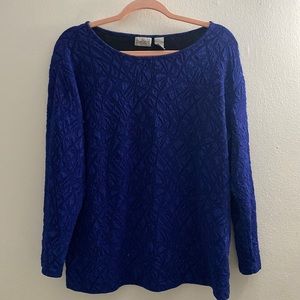 Long sleeved, blue “velvet” shirt